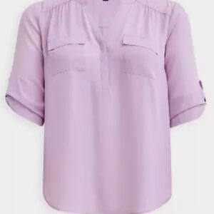 Torrid Purple Cuffed Sleeve Blouse Relaxed Fit